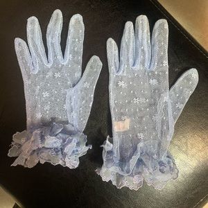 Vintage baby blue lace gloves